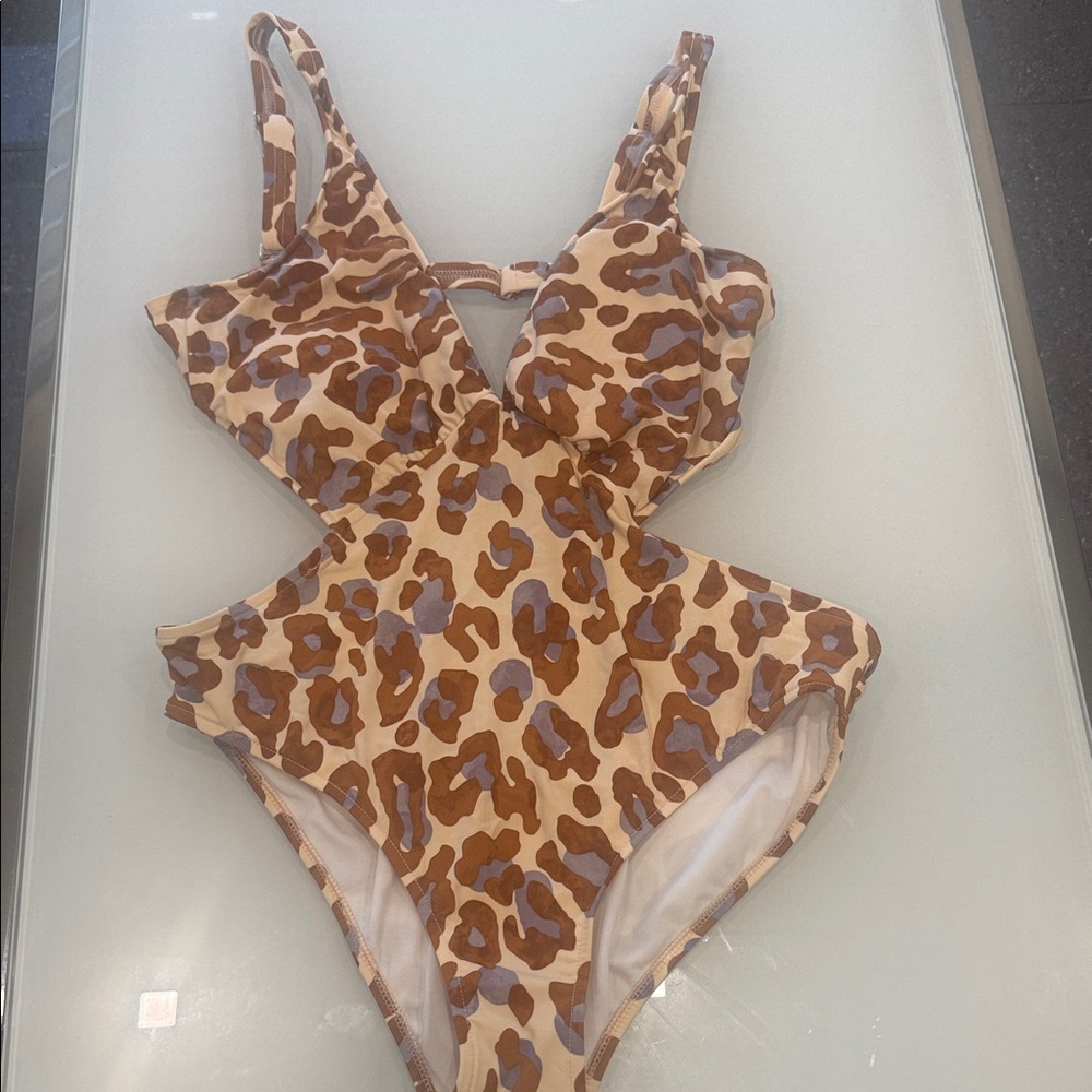 VENUS Brown and Tan Animal Print Swimsuit